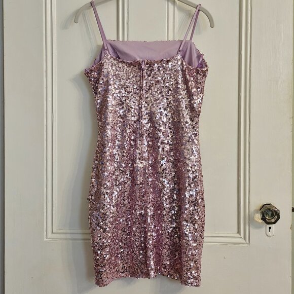 Women's/Junior's Pink/Lavender Sequin Dress - Sz L - Picture 2 of 4